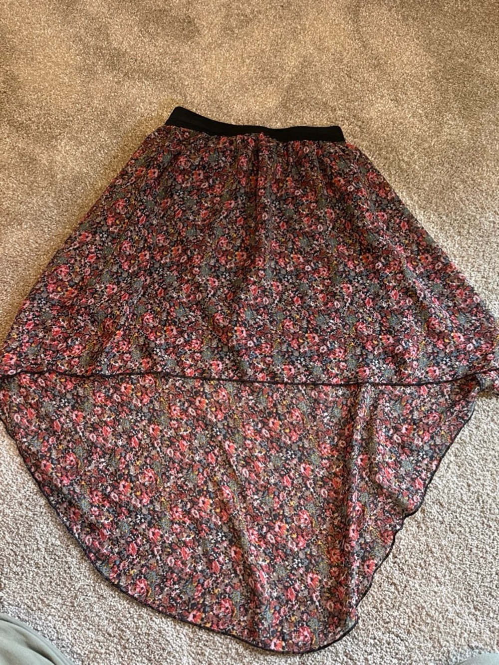 Floral High-Low Maxi Skirt
